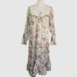 Vintage Gold Tag Victoria Secret Lace Detail Floral Ruffle Sleeve Maxi D…